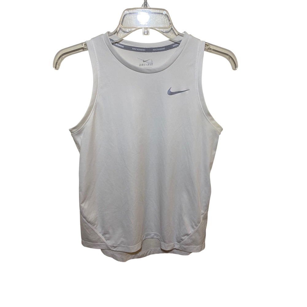 Nike Running Dri-FIT Tank Top Womens‎ Small White Mesh Panel Sleeveless Shirt